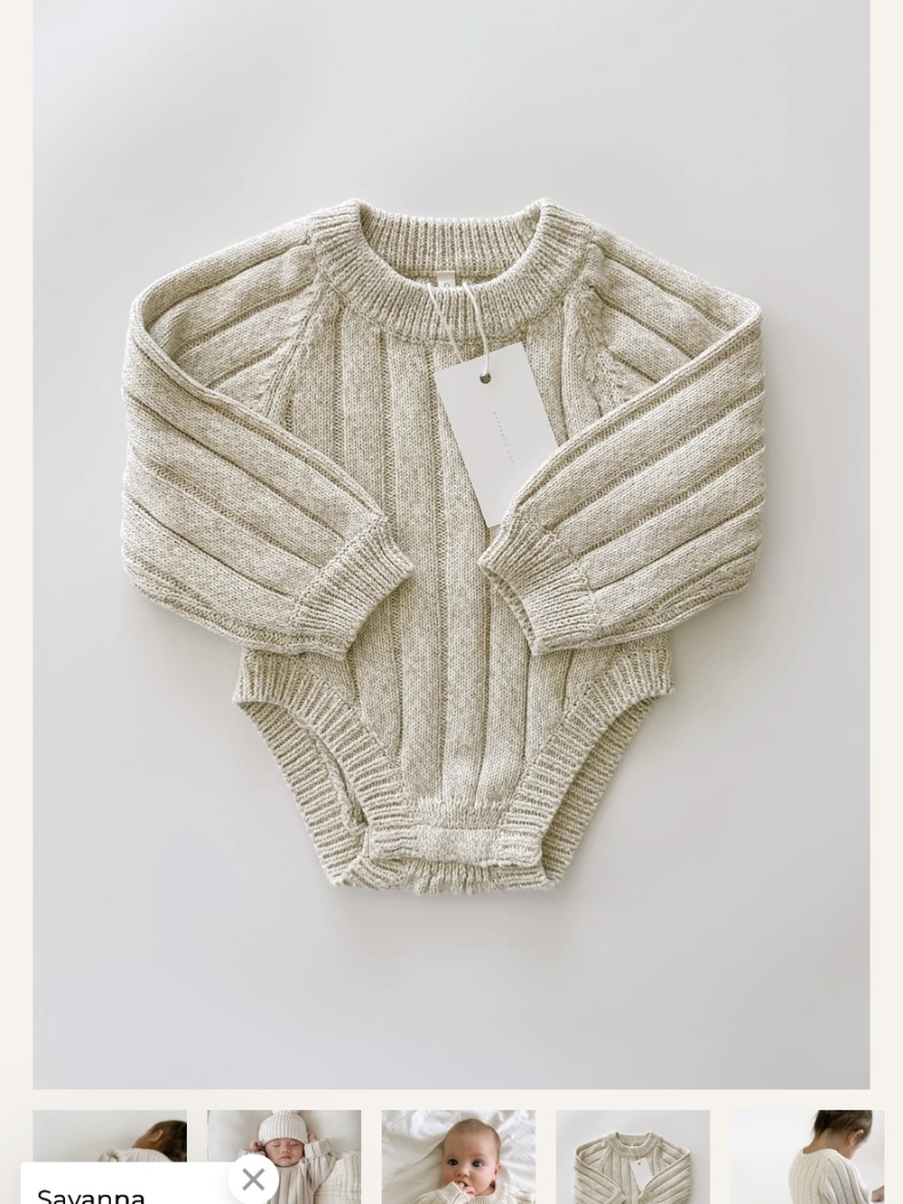 Wide Ribbed Knit Onesie ‘Oatmeal’ 0-6 months